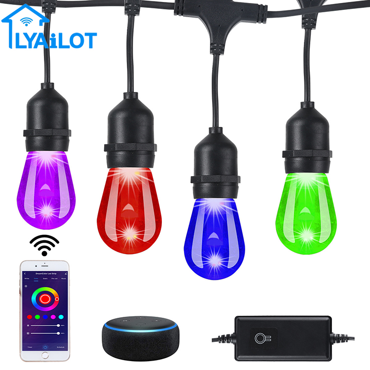 Chirstmas Decorations outdoor RGB Light String For Wedding Party Patio Backyard Cafe String Light Remote Control