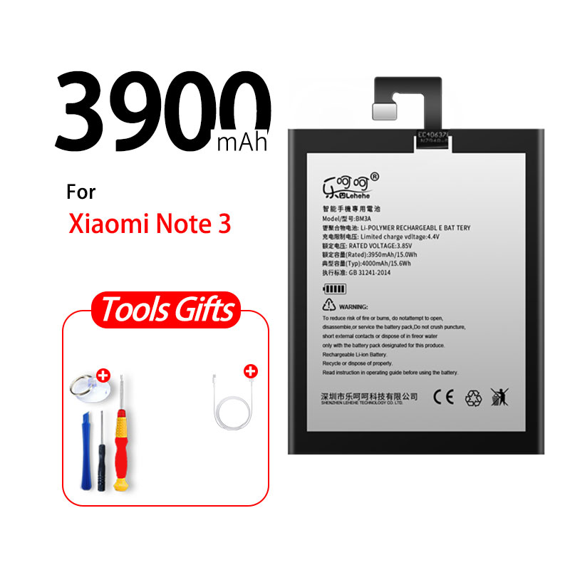 Аккумулятор BM3A для Xiaomi Note 3 Mi Note3, сменная батарея большой емкости, 3900 мАч, бренд LEHEHE