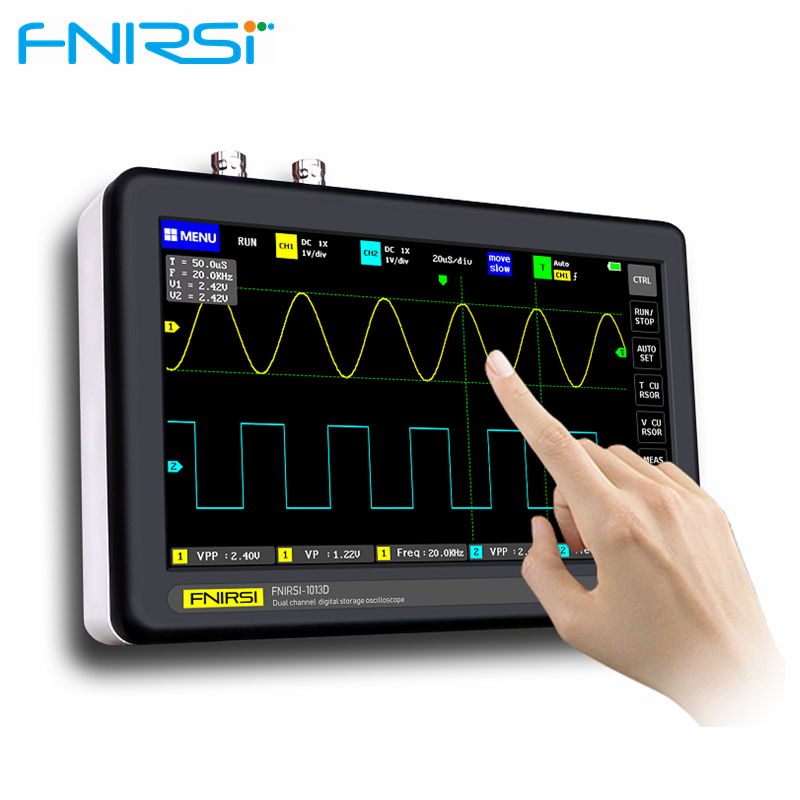 FNIRSI-1013D цифровой планшетный осциллограф двухканальный 100M полоса пропускания частота дискретизации 1GS Мини планшетный цифровой осциллограф