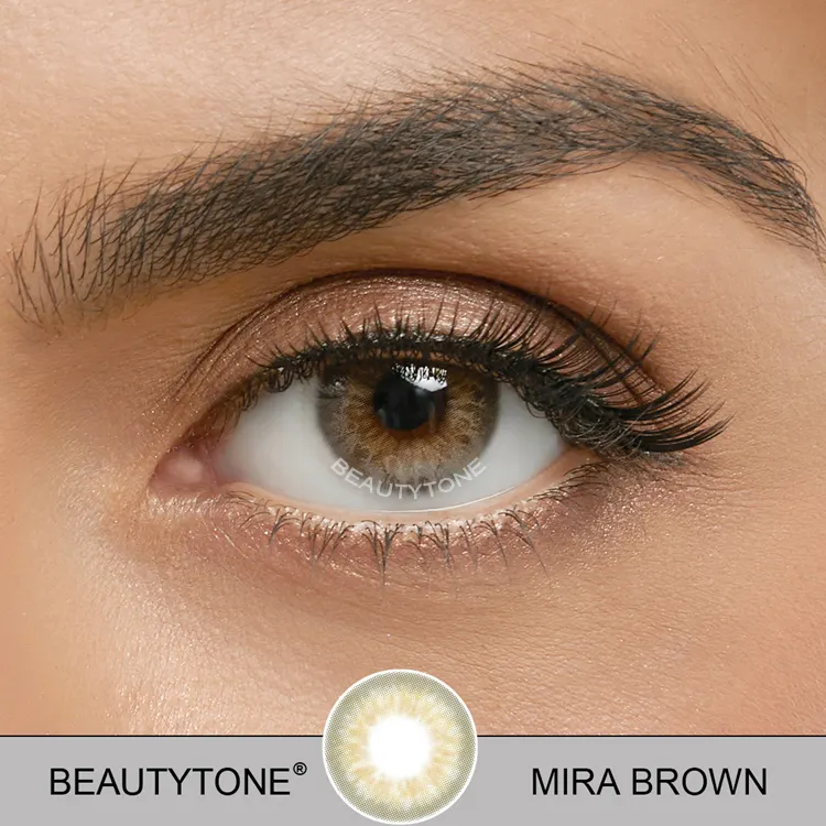 Косметические цветные контактные линзы BeautyTone Mira, коричневый, 14 диаметров, оптом