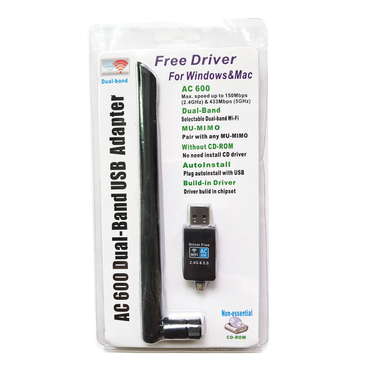 Usb Wi-Fi адаптер переменного тока 600 м, Бесплатный драйвер, компьютер, ПК, двухдиапазонный 2,4G/5,8G