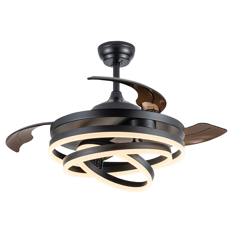 Modern transparent warm light bulb chandelier with fan, suitable for home and hotel