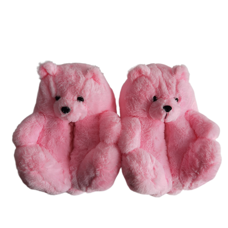 Women Home Winter Pink Teddy Bear Plush Slipper Plush Soft Warm Teddy Bear House Slippers