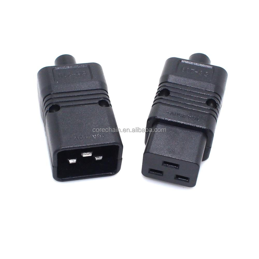 PDU/UPS стандартный разъем IEC320 C19 C20 16A 250 В AC Электрический Кабель питания Шнур соединитель съемный штекер Женский штекер Адаптер