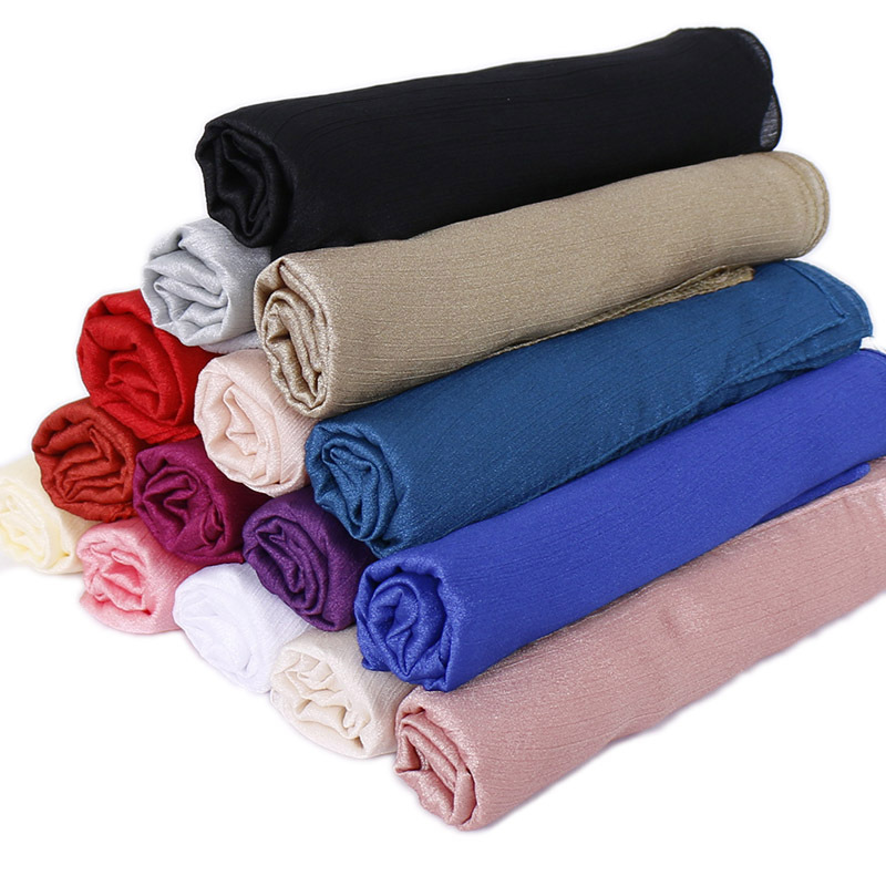 Muslim Satin Plain Weave Square Handkerchief Head Scarf Shawl Thobe Scarves Hijab for Women