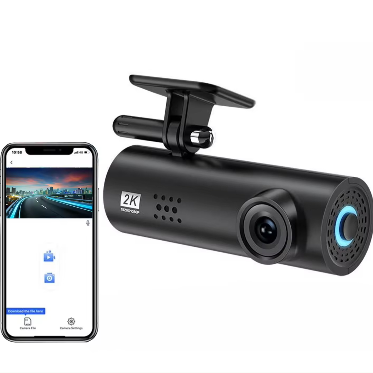 WiFi car recorder night vision HD 1296P with 24H parking monitoring