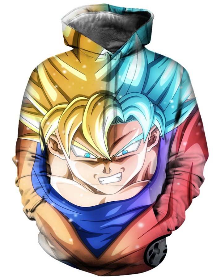 Пуловер UFOGIFT с 3D принтом, толстовка с капюшоном и карманом кенгуру, толстовка Goku Super Saiyan