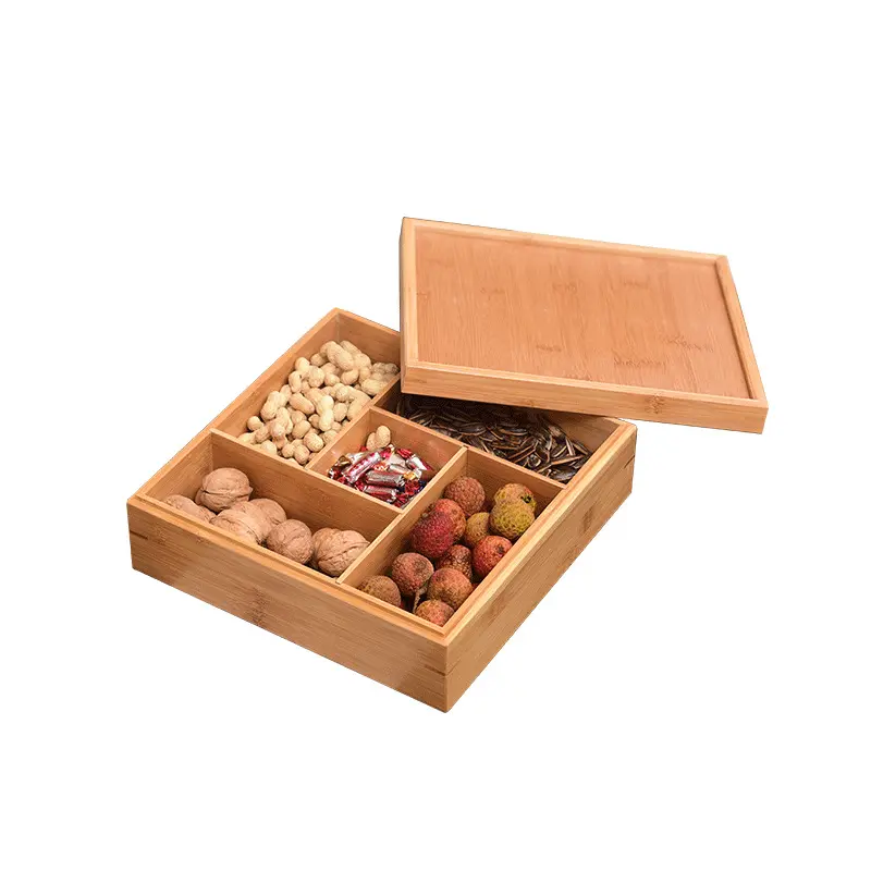 Minimalist Style Bamboo High Quality Dried Fruit Box Food Organizers Storage Boxes