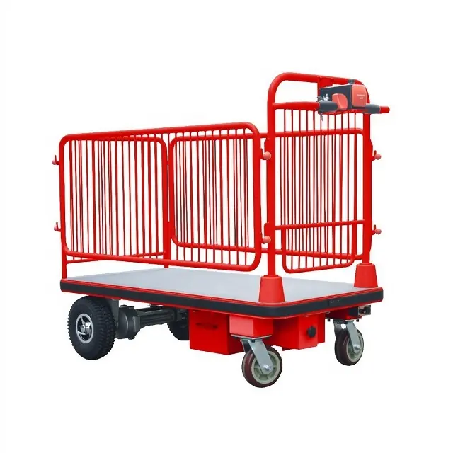 Four Wheels Powered Battery Operated Flattop Cart Electric Hand Trolley Cart Platform Trolley Cart
