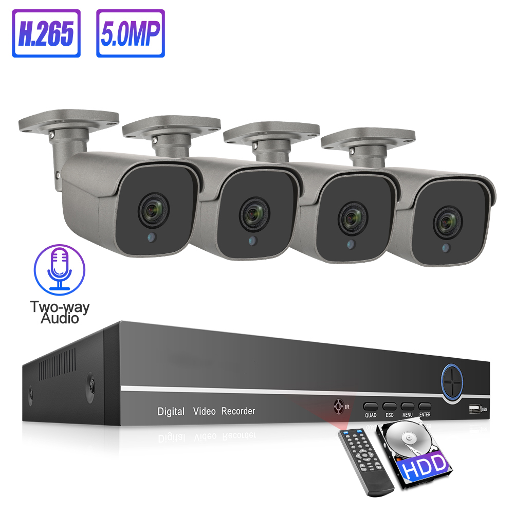 Камера видеонаблюдения Techage, 8 каналов, 5 Мп, NVR, POE, H.265
