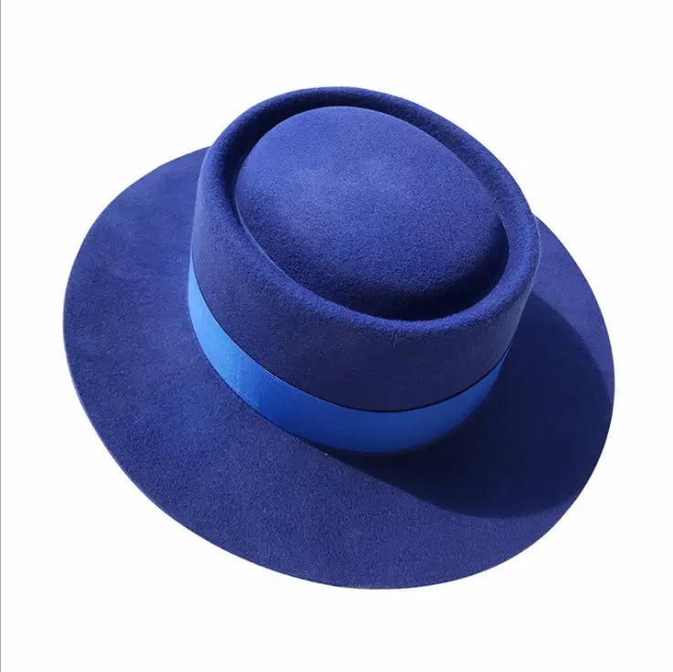 Высококачественная тонкая широкополая фетровая шляпа HIGH-093 разных цветов, оптовая продажа с завода, в британском стиле, 100% шерсти, джазовые шляпы