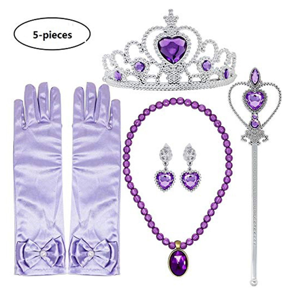 Wholesale 5pcs/set Princess Dress up Halloween Kids Hair Decoration Party Princess Crown Wand Carnival Party Accessories Sets