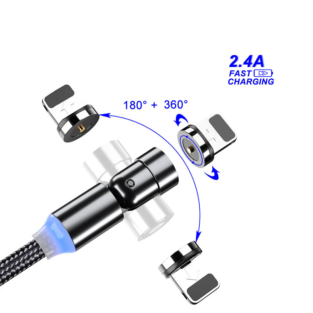 Фабрика зарядное устройство вращающийся usb data Кабель для 3in1 перезарядки быстрая кабеля зарядки 1 м 2 м 540 градусов roate 3 в 1 2.4a Магнитный кабель
