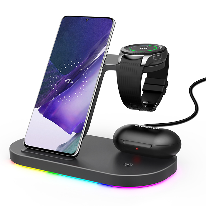 Innovative Earphone Wireless Phone Charger Holder Fast Charging 15W 3 in 1 Wireless Charger Station For Samsung Galaxy Watch