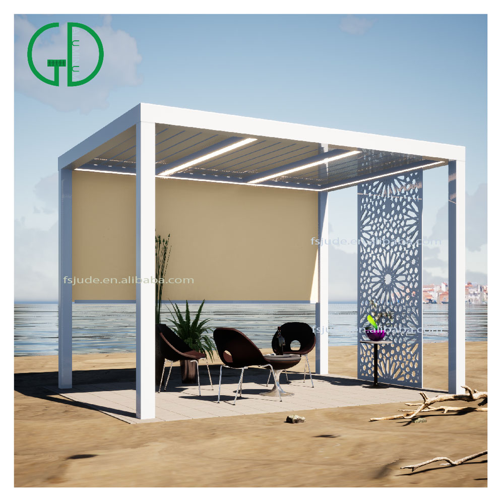 GD Aluminium modern bioclimatique waterproof opening roof louver high quality outdoor pergola