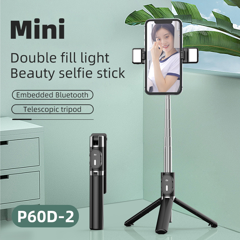 mini Portable Mobilephone Selfstick P60D With BT Adjustable Camera Tripod Stand Smartphone Selfie Holder with smart phone