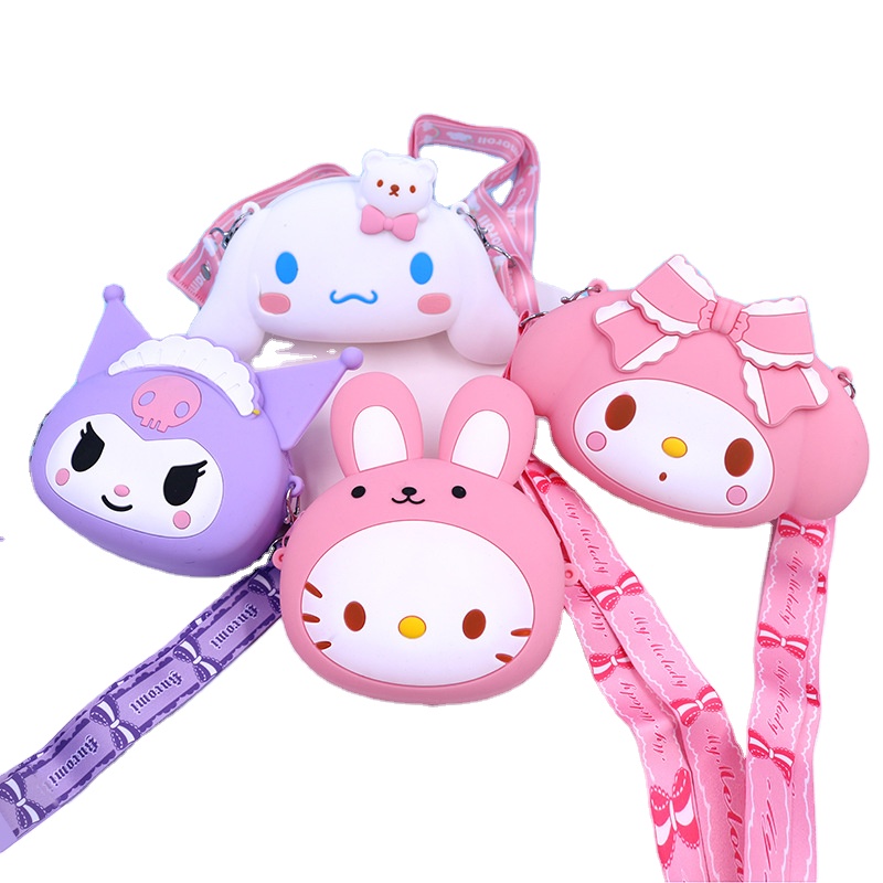 Новинка Sanrio Kulome силиконовый кошелек для монет с большими ушками для собак Детская сумка через плечо сумка для принцесс с героями мультфильмов