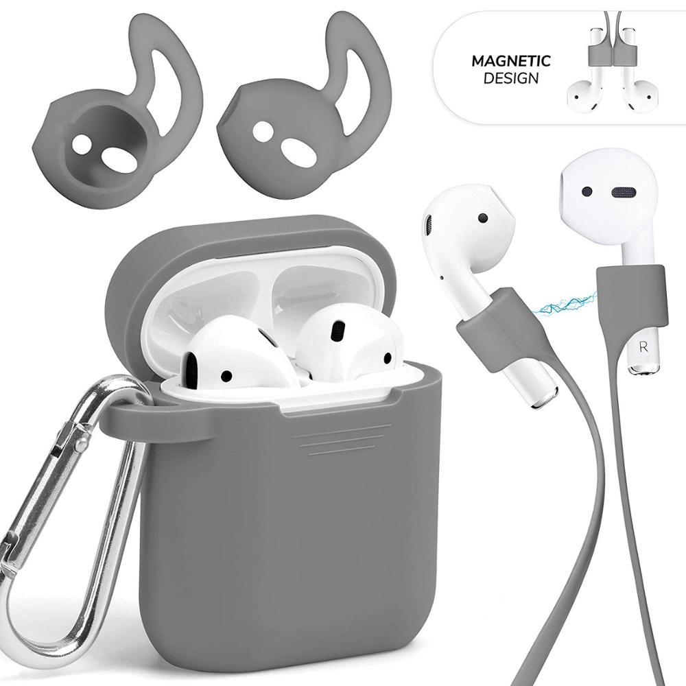 new air pods silicone case sleeve skin with anti-lost carabiner for airpod charging case