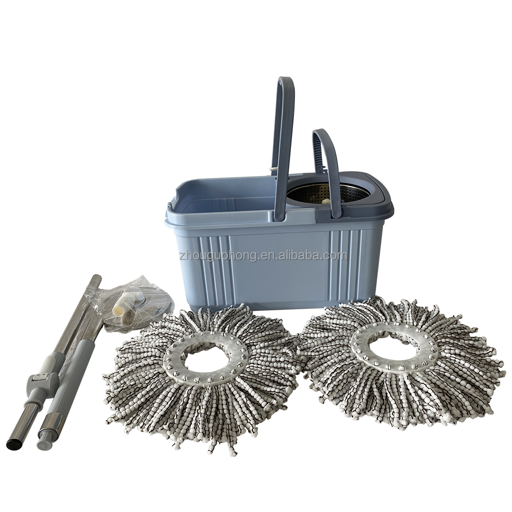 Double Drive Rotary Mop Household Living Room Bathroom Stainless Steel 360 Degree Spin Magic Mop Indoor Cleaning Dual-drive Blue