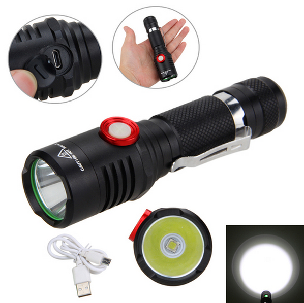 USB Rechargeable 18650 Battery Flashlight L2 2 Mode Adjustable Bright Linterna Light Outdoor Tactical Flashlight
