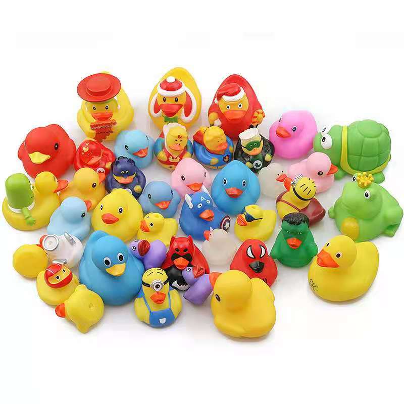 custom yellow pvc duck baby inflatable bathtub Vinyl Rubber Ducks set toys novelty OEM delivery random