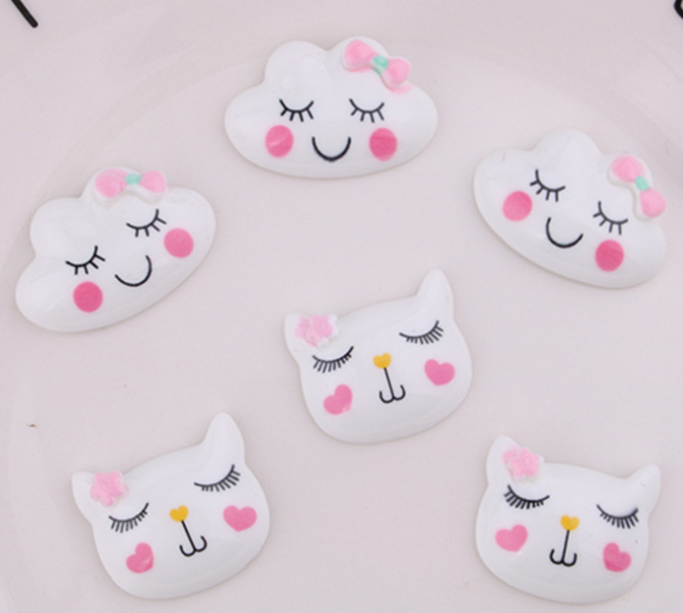 nail art 3d kawaii flatback charms cute earings making pendant finding cat resin cloud