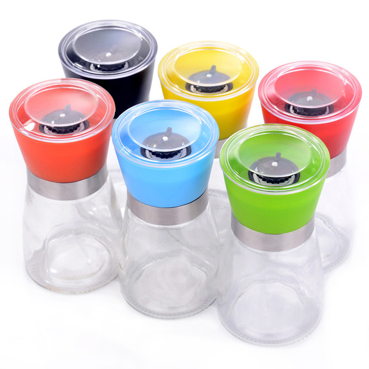 Hot Amazon High Quality New Hot Stainless Steel Mill Salt Pepper DIY Manual Bottle Glass Kitchen Tool Pepper Bottle