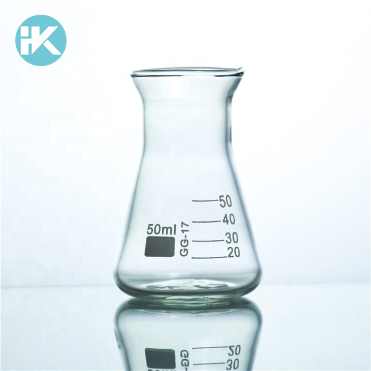 Huke Подгонянный широкий рот коническая плоская дном лаборатория 50 мл erlenmeyer колбу