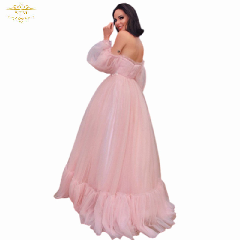 custom fashion long sleeves dress women white Color deep V Neck Long Dresses beautiful floor length ball gown