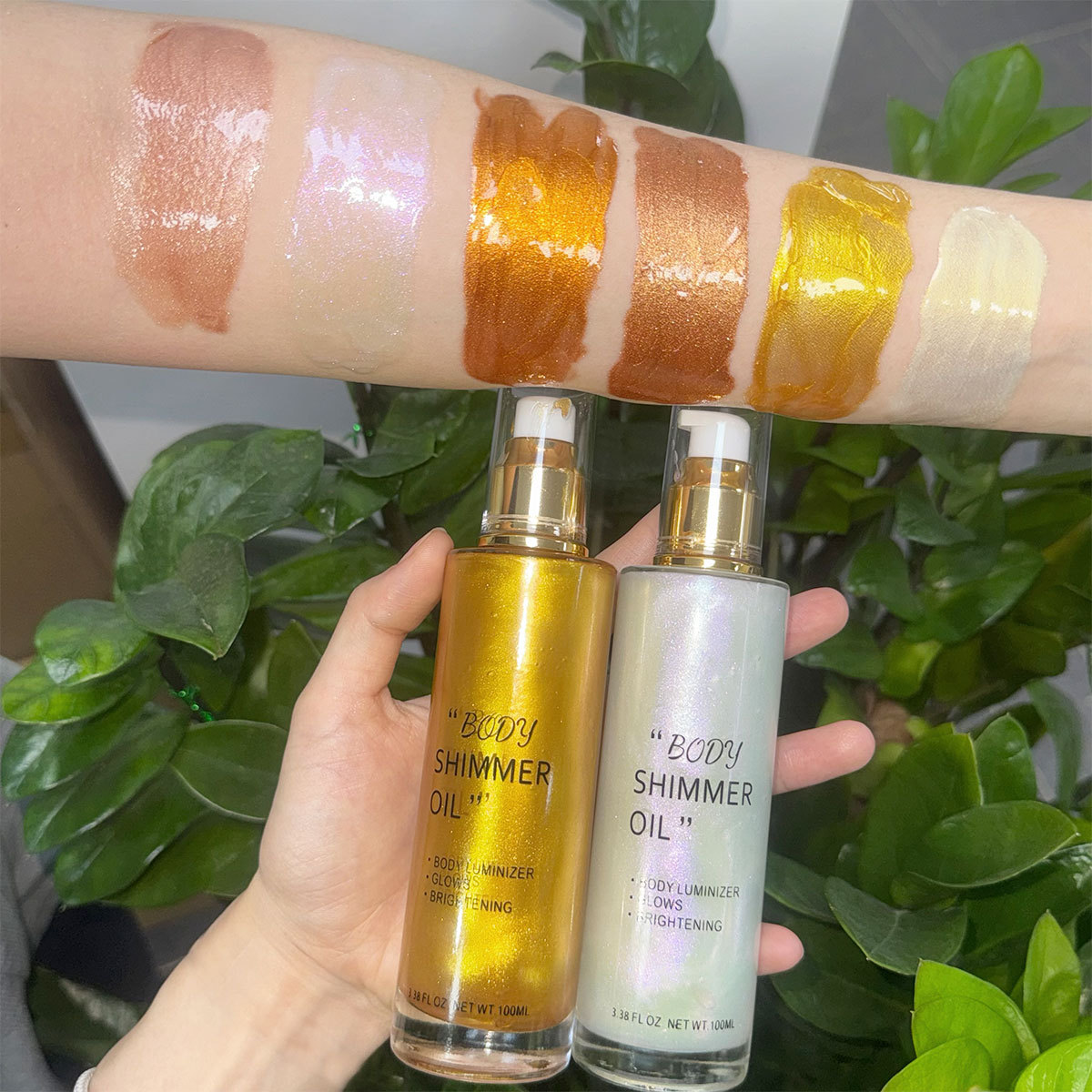 Private Label Face Body Glitter Oil Makeup Long Lasting Hair Highlighter Glow Body Shimmer Oil
