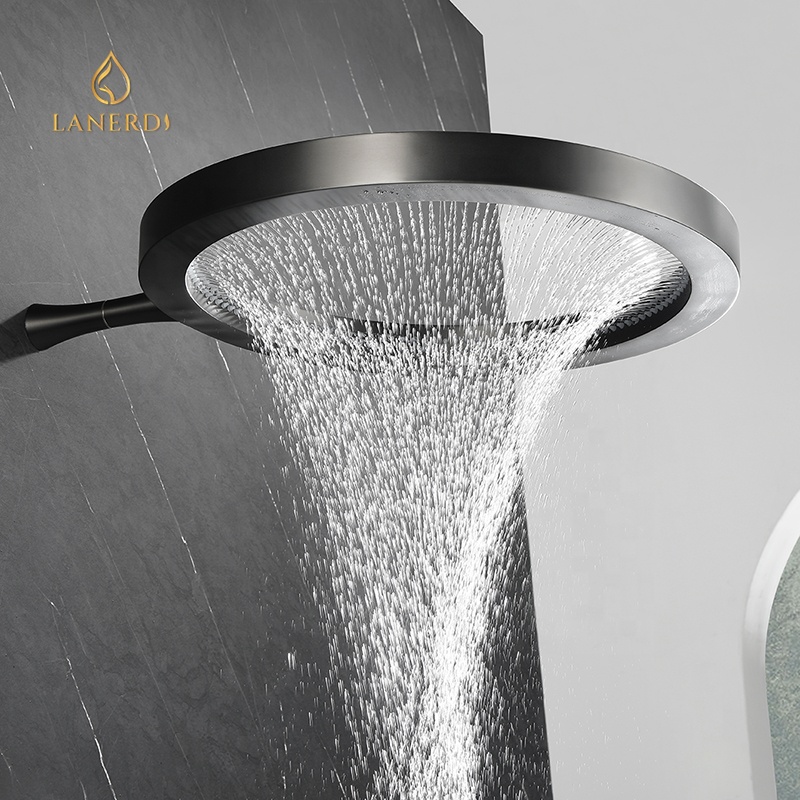 20inch Gun Metal Rain Shower Head Bathroom Accessories Stainless Steel Ring Design Rainfall Shower Head for shower set bathroom