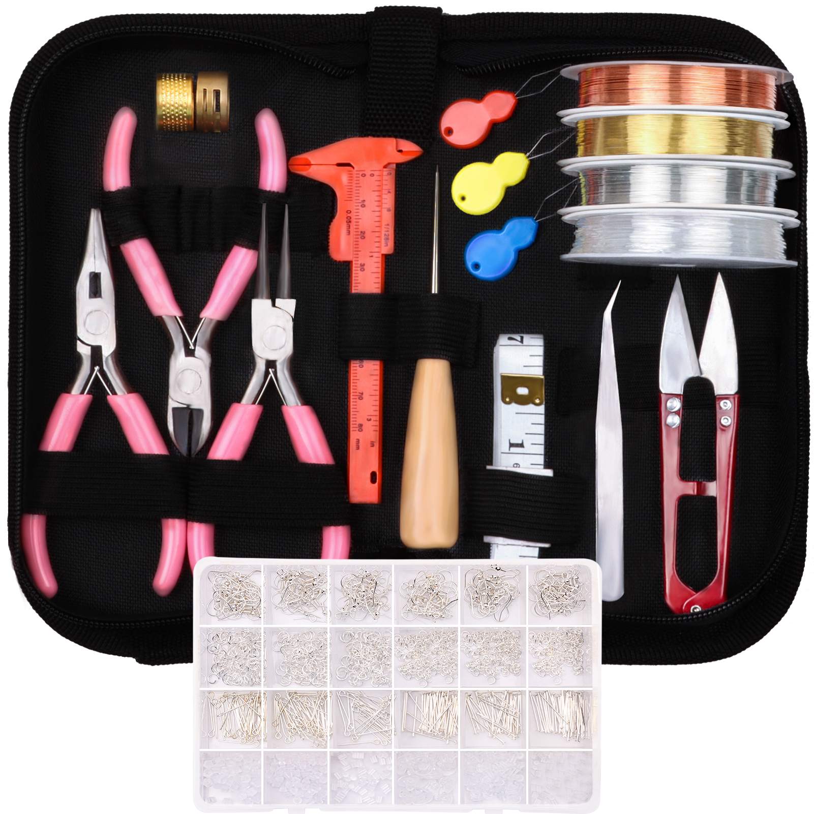 Jewelry Making Tools Kit with Jewelry Making Supplies Kit for Adults Earring Making Kit Elastic String Jewelry Findings