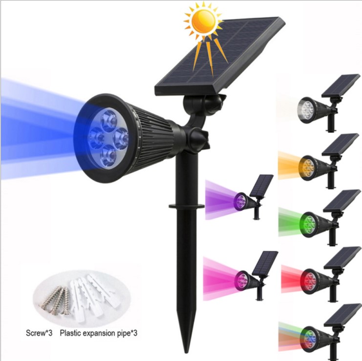 4 светодиода 2 в 1 IP66 RGB красочный наружный прожектор настенный садовый дорожный Солнечный ландшафтный светильник газон Вечеринка ворота подъездная дорога