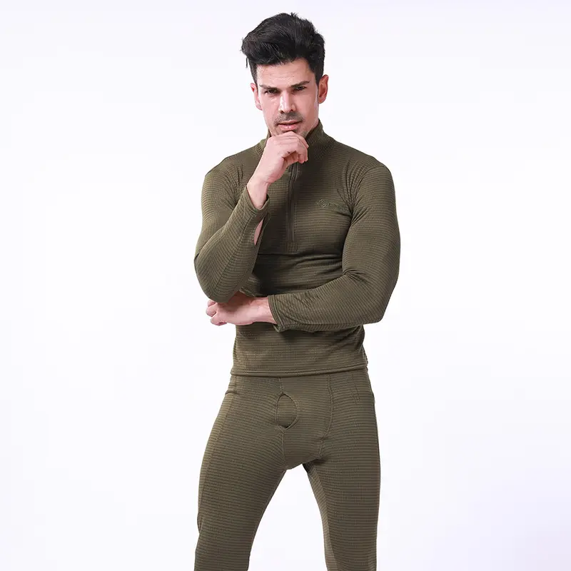 Men's Long Sleeve Quick Drying Thermal Mock Neck Shirts Sport Base Layer Long Johns Underwear Set for Men