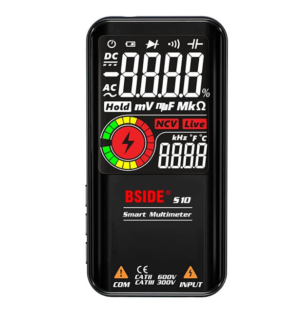 Цифровой мультиметр BSIDE-Smart с диодом емкостного Ома, 3,5-дюймовым цветным ЖК-дисплеем, тестом проводов под напряжением NCV Hz, S10