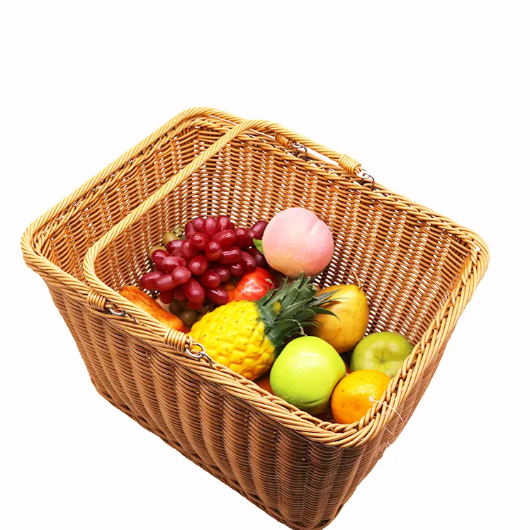 High Quality Durable Heave Duty  Woven  Plastic Wire Shopping Basket With Handle