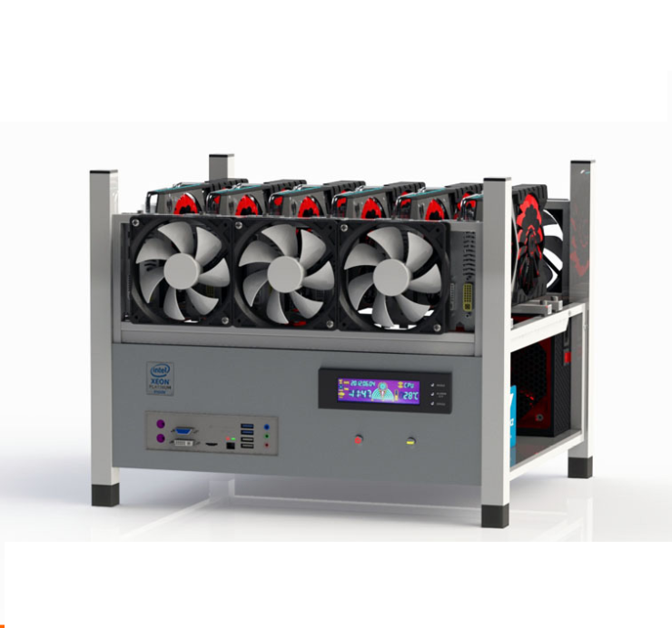 BX36 6 GPU, алюминиевый Штабелируемый компьютер с открытым воздухом для майнинга, установка, эфириум с ЖК-экраном