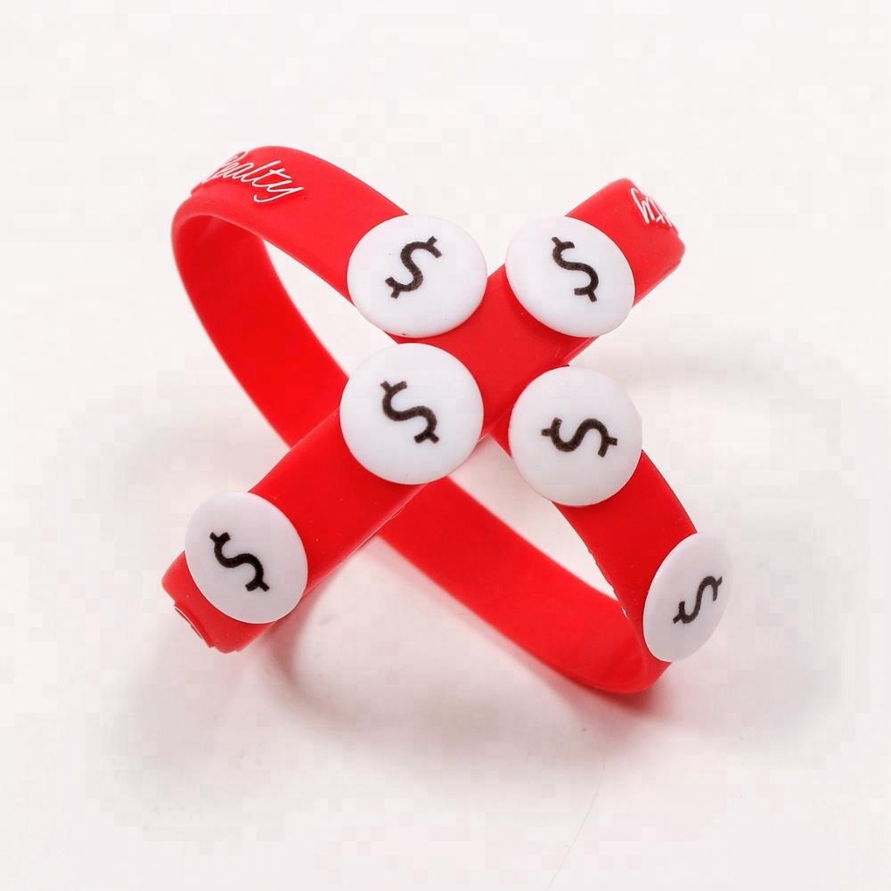 Wholesale Unisex Holes Bracelet Silicone Wristband With Charms New Design Soft Red Silicone Wristband