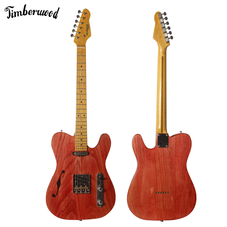 Роскошная полуажурная электрическая гитара telecaster с грифом из клена и пламени, изготовленная на заказ электрическая Красная гитара ручной работы