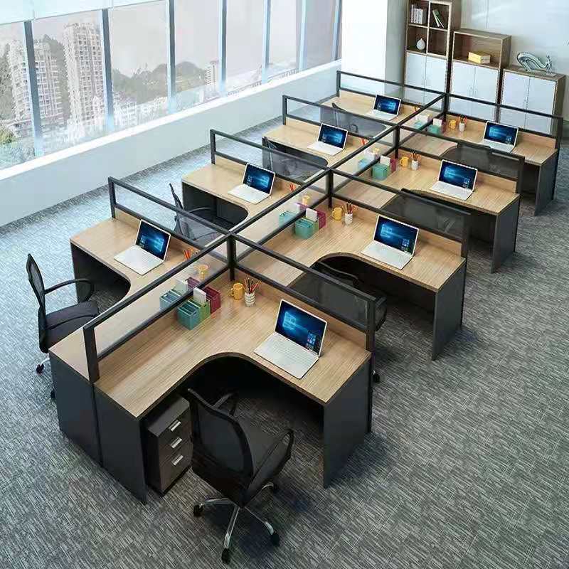 Staff Office Screen Partition Office furniture Combination Of 2/4/6 People Wooden Computer Desk Combination Table And Chair