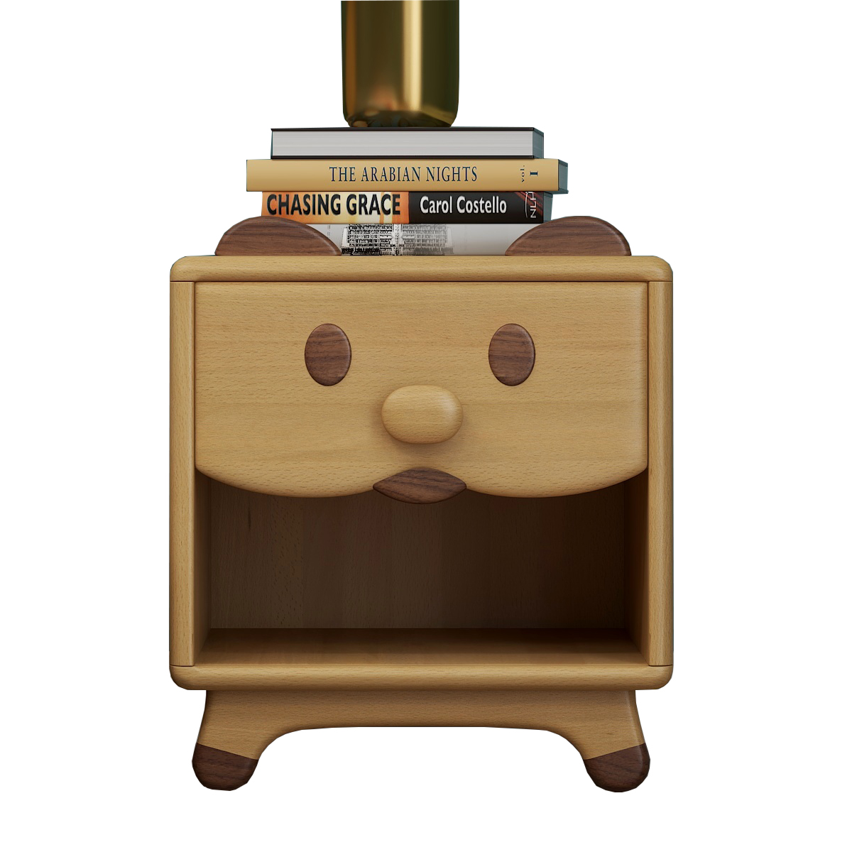Solid wood health painting environmental bedside table nightstand adorable ears cartoon design storage table for kids child baby