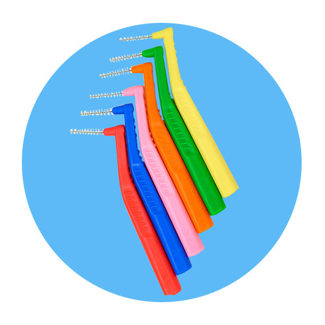 2021 Creative Design Orthodontic Oral Cleaning Colorful Biodegradable L Shaped Toothpick Interdental Brush