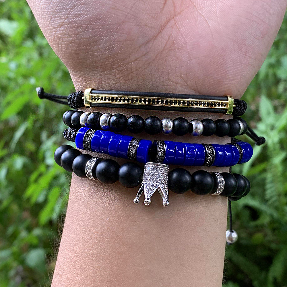 Dropshipping Blue Tiger Eye Charm Bracelet Men Women Black Lava Volcanic Stone Beads Bracelet Elegant Aroma