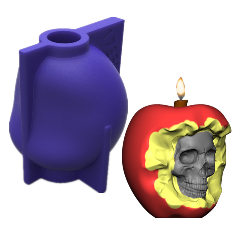 3D Halloween candle moulds horror skull poison apple handmade soap rubber mold cake baking chocolate silicone molds