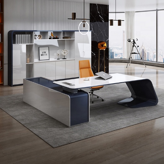 Luxurious New Design Of High-light L Shaped Office furniture Desk With Drawer Usb Socket Manager Office Desk