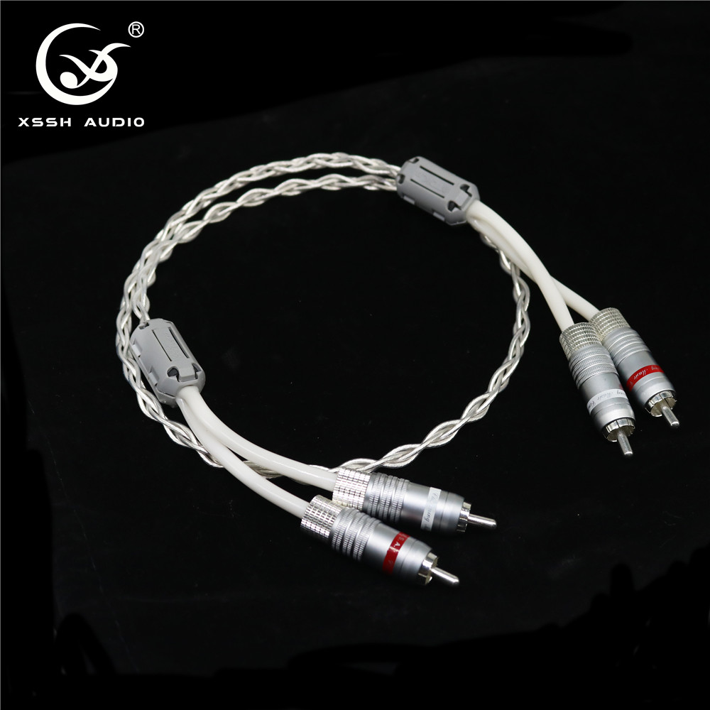 YIVO XSSH Hifi однокристальный чистый серебристый кабель, шнур, соединяющий RCA к RCA Lotus для усилителя мощности CD, аудиокабель RCA
