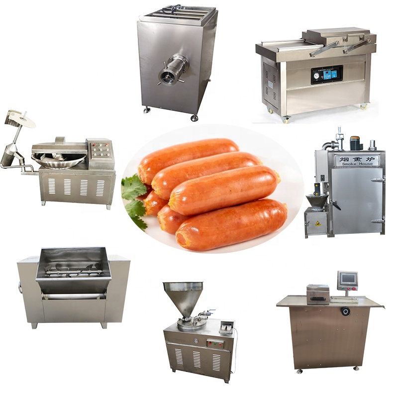 Commercial sausage making machine/Smoked meat sausage processing machine/Complete sausage Making Plant Production Line