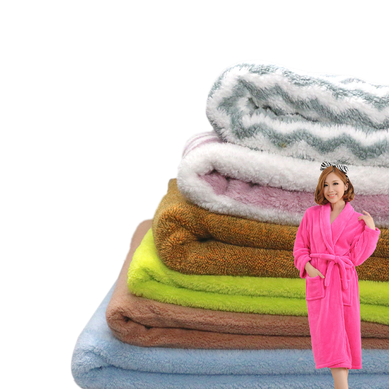 Factory custom soft Warm polyester coral fleece women pajamas fabric