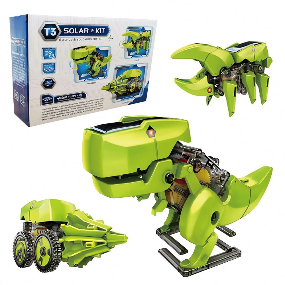 New Arrival Funny Science Solar Power Robot Kits 3 In 1 Diy Toys Kids Dinosaur Solar Toys