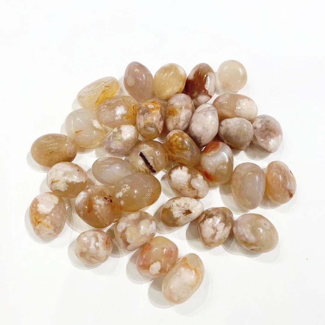 Natural crystal wholesale bulk sakura agate energy healing crystals flower agate palm stone